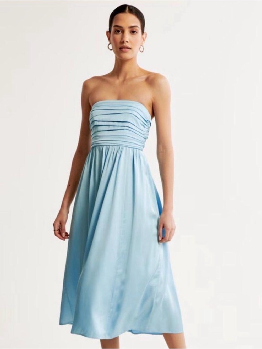 Abercrombie & Fitch Emerson Pleated Bandeau Dress Blue size SP